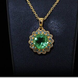 EverTrue Chartreuse Quartz (Triplet), Signity Ice Blue and Paraiba Topaz